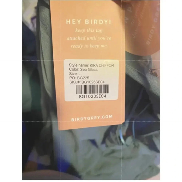 NWT Birdy Grey Kira Maxi Dress One Shoulder High Slit Side Pocket Sea Glass L - Picture 12 of 12